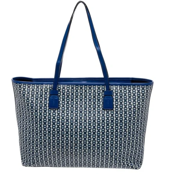 Tory Burch Gemini Link Tote Navy, Royal Blue, and White Geometric Shoulder Bag - Picture 4 of 17